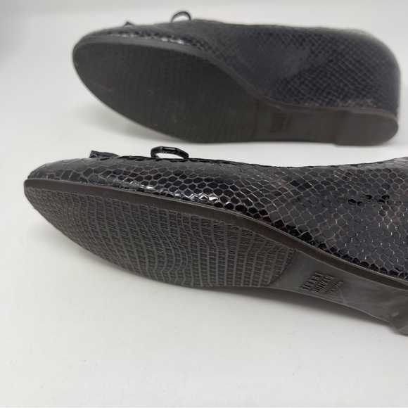 Stuart Weitzman Brown Python Embossed Leather Wedge Bow Loafer Pumps Size 6.5M - Picture 6 of 12